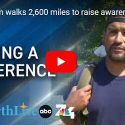 Thumbnail of a video featuring a man wearing a backpack outdoors with text "MAKING A DIFFERENCE" and logos for UpNorthLive, abc, and 74.